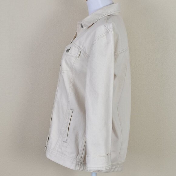 J. Crew Relaxed Denim Trucker Jacket in Ecru S - Picture 3 of 7